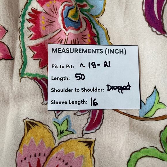 New ZARA Floral Printed Long Kimono Belted Side Slits Fully Lined Size Small S - Picture 11 of 11